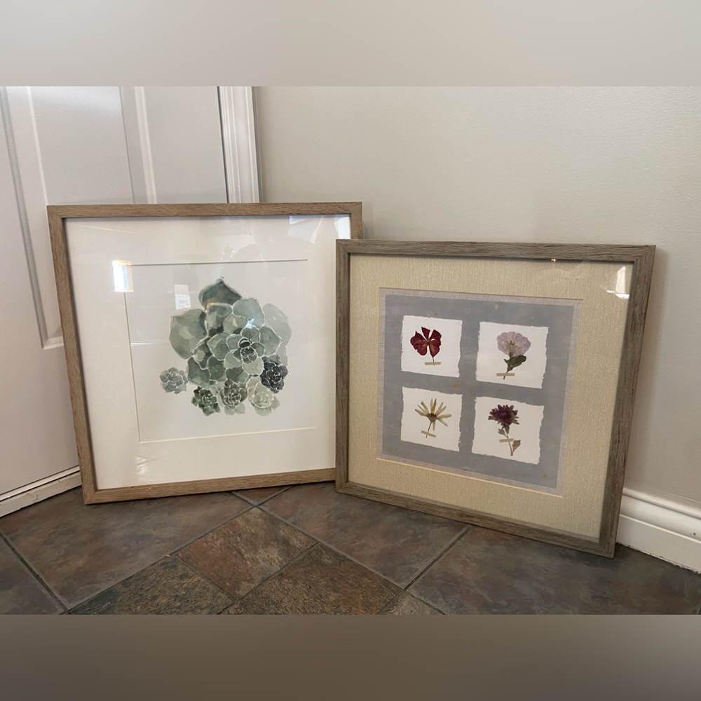 Floral Glass Framed Picture Wall Decor Set